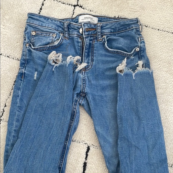 Zara Denim - Zara Light Blue Distressed Ankle Jeans